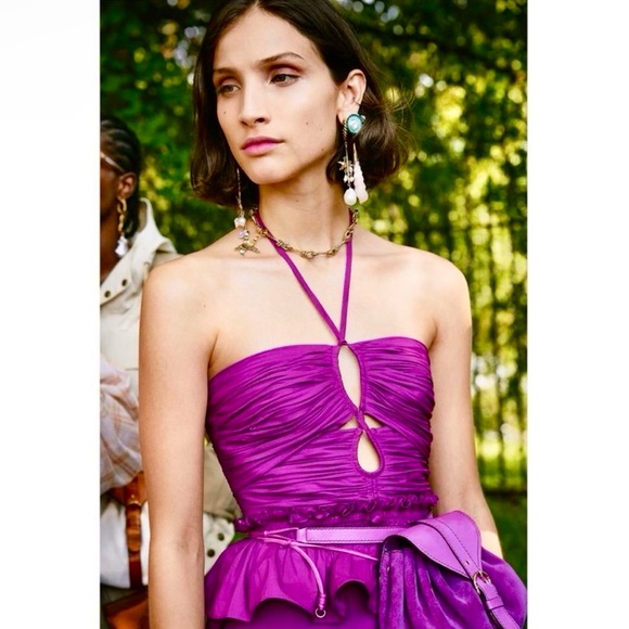 🌺🎉HP🎉🌺 NWT Ulla Johnson Ella Cutout Halter Dress Orchid - Picture 2 of 16